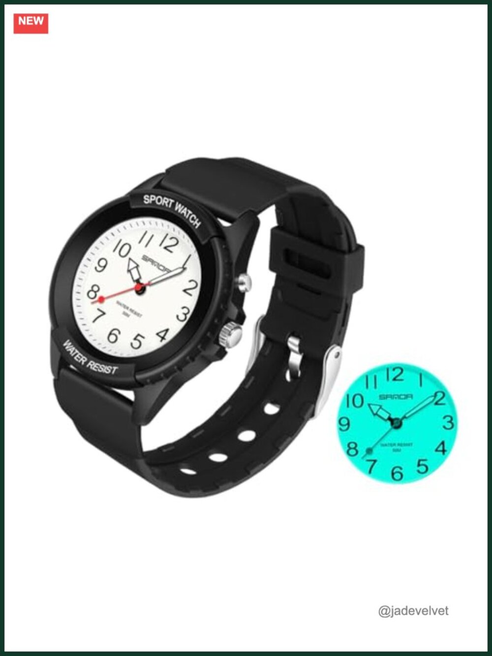 Waterproof Sports Watch Big Face Analog Lightweight Night Light